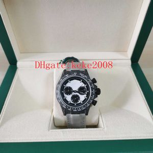 JH ETA 7750 Hareketi Saatler Erkekler Saatı Panda 116520 116500 Chronograph Çalışma Karbon Fiber Naylon Bez Kemer Otomatik Mekanik Erkek Ile İzle