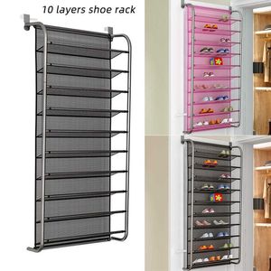 DIDIHOU 36 Pair Over Door Hanging Shoe Rack 6 10 Tier Shoes Organizer Настенная подвесная полка для обуви 1шт T200413