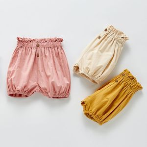 Rahat Yaz Çocuklar Bebek Kız Gevşek Fener Şort Çocuk Giyim Saf Renk Çocuk Kısa Pantolon 210429