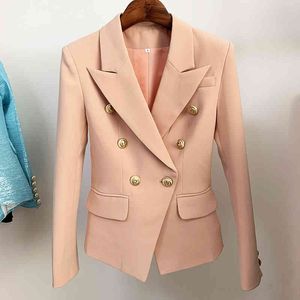 Высокая улица EST дизайнерская куртка женская классическая двубортная кнопки льва тонкий фитинг Blazer ню 210521