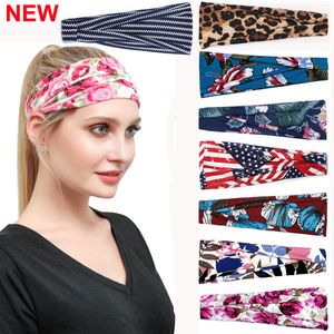 Boho Bantlar Baskı Saç Bandı Moda Başkanı Wrap Hairband Vintage Şık Elastik Kumaş Türban Spor Yoga Kafa Ter Emme Durdurma Bencer Karıştırılmış Eşarp