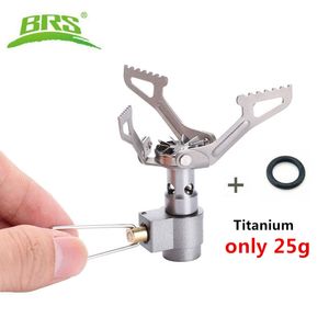 BRS-3000T Mini Camping Stoves Pocket Gas Burner Titanium Portable Ultralight w 1 Backup O-Ring Outdoor Picnic Cooking Survival Furnace