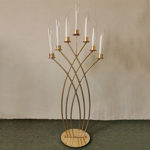 Metal gold Candelabra 7 Arms Candle Holders Wedding Table Centerpieces Road Lead Christmas For Home Party Decoration