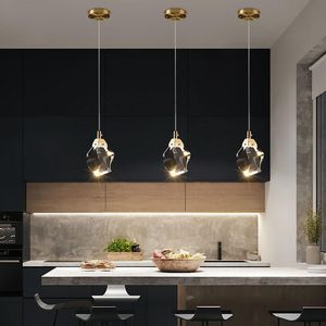 Pendant Lamps Modern LED Crystal Lamp Kitchen Island Dining Room Bedroom Bar Copper Hanging Fixture Indoor Lighting Lustre Home Decor