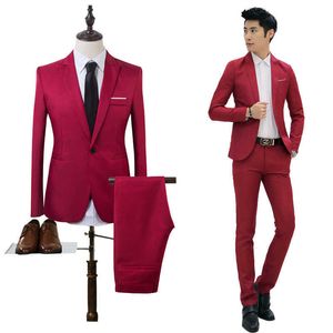 Мужские костюмы Groom Tuxedos Весна осень молодежь студенческий досуг двух частей костюм Slim Fit Best Man Suits (куртка + брюки) 6xL оптом x0909
