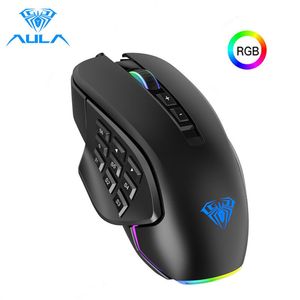 AULA RGB Gaming Mouse 10000 DPI Side Buttons Macro Programmable Ergonomic 14 Wired Backlit Gamer Mice Laptop