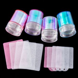 Laser Prego Selo cabeça Francesa Manicure Nail Art Templates DIY Design Transparente Aurora Handle Stamp