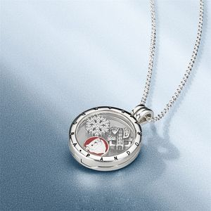 925 Ayar Gümüş Yüzer Locket Kolye ile Noel Charms Kolye Fit Kadın Avrupa Pandora Tarzı Takı