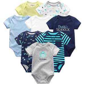 Erkek Bebek Giysileri 8 adet / takım Unisex Doğan Kız Tulum Roupas De Bebe Pamuk Tulumlar Kısa Kollu Toddler Onesies Giyim 211011