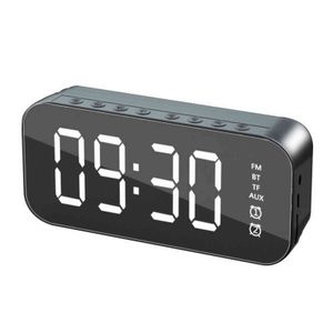 Siyah / Beyaz / Pembe Bluetooth Hoparlör Çalar Saat Ayna Yüzey Alarmı Dijital Saat Radyo Yatak Odası Masası için 211112