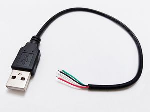 USB2.0 Um tipo de conectores de dados de dados de dados de fio masculino 4pin 4, cabo de chumbo USB, 30cm, DIY / 10pcs
