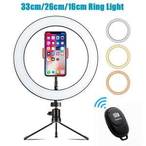 33cm 26cm 16cm USB LED Selfie Ring Light With Tripod Dimmable Photography Lighting Ringlight For Smartphone Youtube VK Video