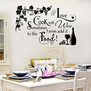 Duvar çıkartmaları şarap mutfak ile aşçı üzüm sticker yemek odası aşk pişirme gıda aile alıntı çıkartması ev dekor
