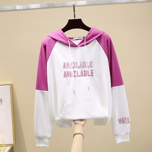 Sonbahar kadın Uzun Kollu Hoodies Mektup Cep Kapüşonlu Kızlar Bayanlar Kazak Casual Sweatershirt A3997 210428