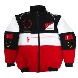 F1 yarış takım elbise uzun kollu ceket retro motosiklet kıyafeti ceket motosiklet takımı kış pamuklu giyim takım elbise işlemeli sıcak ceket