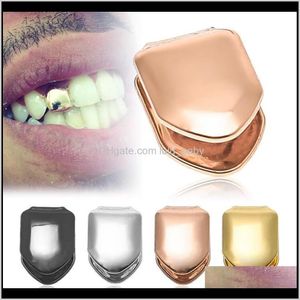 Suspensórios de metal único dente ouro prata cor superior inferior hiphop dentes tampas corpo jóias para mulheres homens moda ztlt5 grillz grelhas igxs8