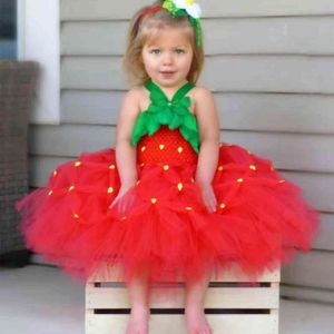 Çilek Bebek Kız Elbise Yenidoğan Dantel Prenses Elbiseler Için Bebek 1. Yıl Doğum Günü Elbise Noel Kostüm Bebek Parti Elbise G1129