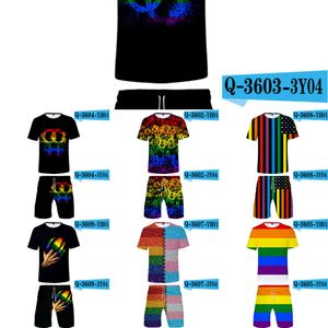 Homosexuell Liebe Lesben Regenbogen Flagge Design Kleidung LGBT Sets Sommer Kurzarm T-shirts + Casual Board Shorts Männer LGBT Sets hemd X0610