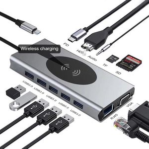 USB Laptop Docking Station 13 14in1 Triple Display HD-compatible VGA PD SD TF Ethernet Type C HUB