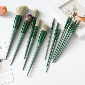 Makyaj Fırçalar Set-Matcha Yeşil 13 Adet Cosmestic Fırçalar-FoundationSpowderbush Fiber Güzellik Kalemler-Makyaj Aracı J049