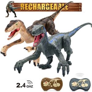 2.4G RC динозавров игрушки юрские пульты дистанционного управления динозавром игрушка симуляция ходьба RC робот с освещением звучание Dino детей Xmas подарок 210928