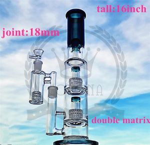 Bong Triple Dome Cookah Bircuctcage Душ Первала Водяные Чаши Двойной Матрицы Двойной Душ Перколятор Klein Recycler Розовые Стекла Водопроводные Трубы