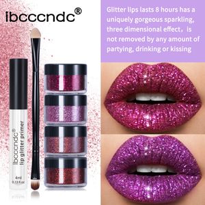 IBCCCNDC DIY Glitter Sıvı Ruj Parlak Dudak Parlatıcısı Elmas Su Geçirmez Uzun Ömürlü Lipgloss Kiti 4 adet / takım