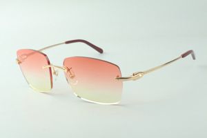 Toptan 3524025 Metal Çerçevesiz Güneş Gözlüğü Dekoratif Gözlük Erkek Moda Güneş Gözlüğü Unisex Tasarım Klasik Altın Çerçeve
