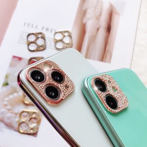 3D Glitter Diamond Bling Rhinestone Kamera Lens Koruyucu İPhone 11 12 Mini Pro Max için Kapak