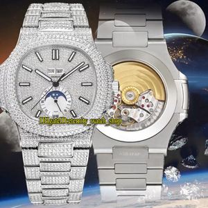 Eternity Jewelry Watches R8F Последние продукты 5726/1A-014 Лунный фазовый алмаз набор 324 S QA LU 24H/303 Автоматический 5726 ICED OUT MUND MENS WATE WATE Diamond Inlay Cash и Strap