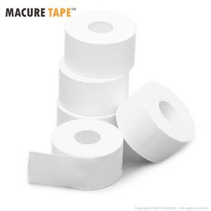 Macure Tape 2.5CMX10M Спортивная ткань Белая спортивная лента Массовая упаковка 12 рулонов легкой разрыва вручную с зигзагообразными краями Q0913