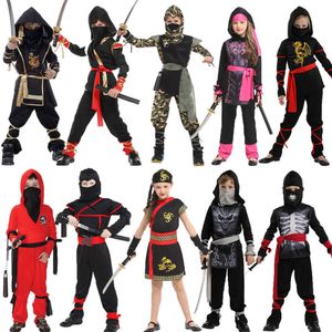 Kids Ninja Costume - Boys & Girls Dragon Warrior Cosplay Outfit, Halloween Fancy Dress with Accessories