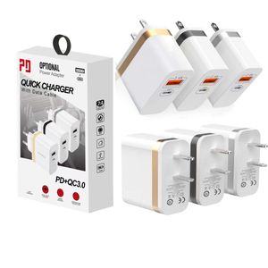 Быстрый скорость двойные порты 12W PD Тип C USB-C EU US AC AC Home Travel Travel Wall Adapter Power Adapter для iPhone 14 15 Samsung Huawei LG Android Phone