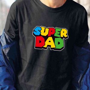 Süper Baba Siyah T-shirt Adam Streetwear Hipster Kısa Kollu Pamuk Boy T Gömlek Grafik Tee Babalar Günü Hediyesi Erkek Giyim 210518