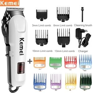 Kemei Professional Hair Clipper для мужчин Электрический триммер беспроводной резак машины ЖК-дисплей аккумуляторная стрижка 220216