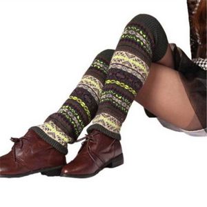 Çiçek şerit geometrik yün harman diz yüksek halhal bacak ısıtıcılar çoraplar boot manşetler toppers taytlar kızlar sonbahar kış gevşek çorap moda kıyafetleri