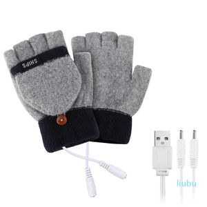 Пять пальцев перчатки для перчатки USB с подогревом женщин электрические трикотажные ручные моющиеся нагревательной перчатки наполовину палец для ноутбука офисные рабочие варежки