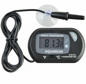 Mini tanque de termômetro de aquário de peixes digitais com bateria de sensor com fio incluído na bolsa de opp preto cor amarela para opção sn2944