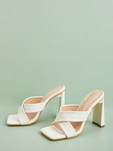 Fives 2021 Damen-Sandalen mit hohem Absatz, 10 cm, weiß, gelb, schwarz, klobige Absätze, modisches Outdoor-Kleid, Hochzeit, Büro, Party