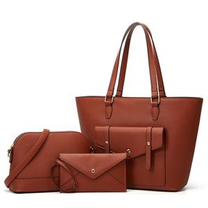 Borse da donna alla moda in tinta unita borse dal design semplice in 3 pezzi borsa da donna per il tempo libero all'aperto