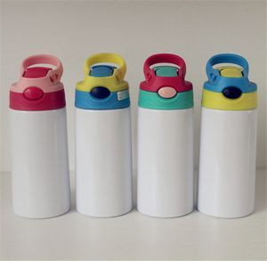 12oz Sippy Cup 350ML Сублимационные детские водяные бутылки с соломиной крышкой портативный из нержавеющей стали, питьевой стали для детей