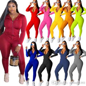 Artı Boyutu S-4XL Kadın Eşofmanlar İki Adet Set Tasarımcısı Katı Renk Uzun Kollu Kıyafetler Fermuar Hırka Portwear Joggers Sokak Giysileri