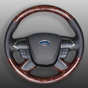 Passend für Ford Taurus Mondeo Collar, Sharp World Shaker, handgenähter Leder-Lenkradbezug mit Pfirsichholzmaserung