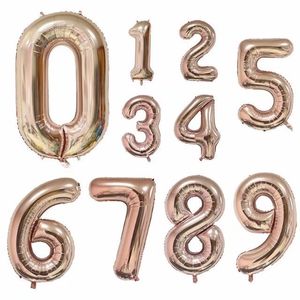 2021 Rose Gold Letter Number Foil Balloons Large Digit Helium Balloons wedding ingredients Birthday Party Supplies Baby Shower
