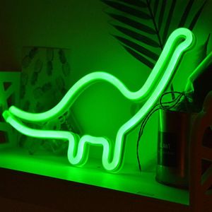 Дизайн формы динозавра неоновый знак светло-комнатная комната украшения стены дома светодиодные ночи огни дома орнамент GJ-динозавром зеленый