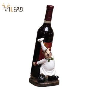 Vilead 21 CM Reçine Bıyık Şef Geri Şarap Rafı Figürinler Yaratıcı Restoran Süsleme İnsanlar Hediye Avrupa El Sanatları Ev Dekorasyonu 210804