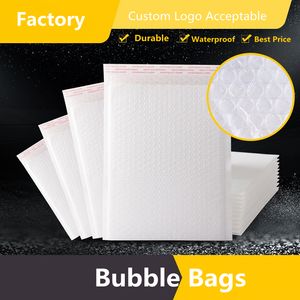 800 adet / grup Kabarcık Yastıklama Wrap Çanta Kendinden Sızdırmazlık Beyaz Mailer Yastıklı Zarflar Plastik Dosya Köpük Paketleme Çantası Su Geçirmez Paketi için Kitap Takı Küpe