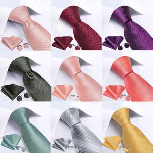 Dibangu erkekler Kir katı pembe renk resmi düğün kravat ipek jacquard dokuma kravat mendil manşetleri erkekler için iş kıyafeti y1229