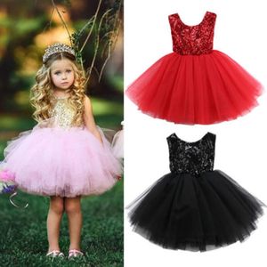 Emmababy Kids Baby Girl Princess Dress Tutu Tulle Back Hollow Out Party Dress Pink Red Ball Gown Formal Dresses Outfits Q0716