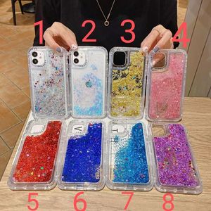 Hızlı Kum Kılıfları Şeffaf Bling Kapak Kalp 3in1 2.0 TPU PC Çerçevesi iPhone13 için 12 PROMAX 11 11PROMAX X XR XSMAX SE 8 7 6 8P SHSCASE kaymaz Müşterileriniz onları sevecek